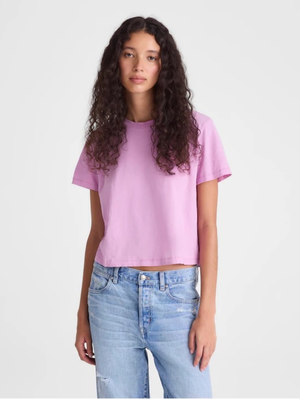 NWT! Madewell - The Easy Crop Crewneck Tee in Soft Slub - Warm Pink - Small